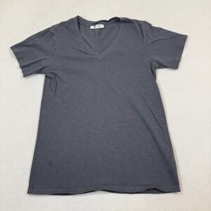 American Giant T-Shirt Women S Blue V-Neck Made‎ in USA 100% Supima Short Sleeve